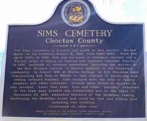 Sims Cemetery Marker